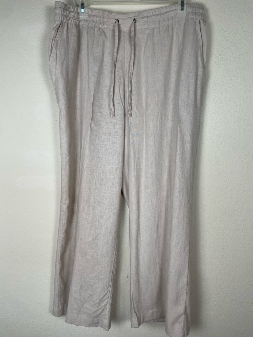Naturals d&co Cream Linen Blend Drawstring Pants Size LT/XLT
